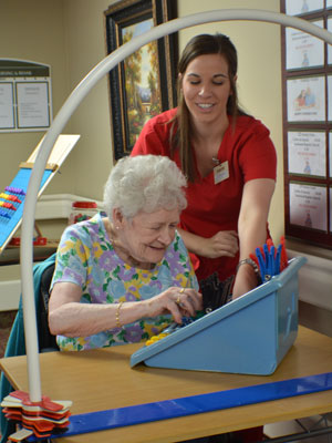 nurse and patient playing a game